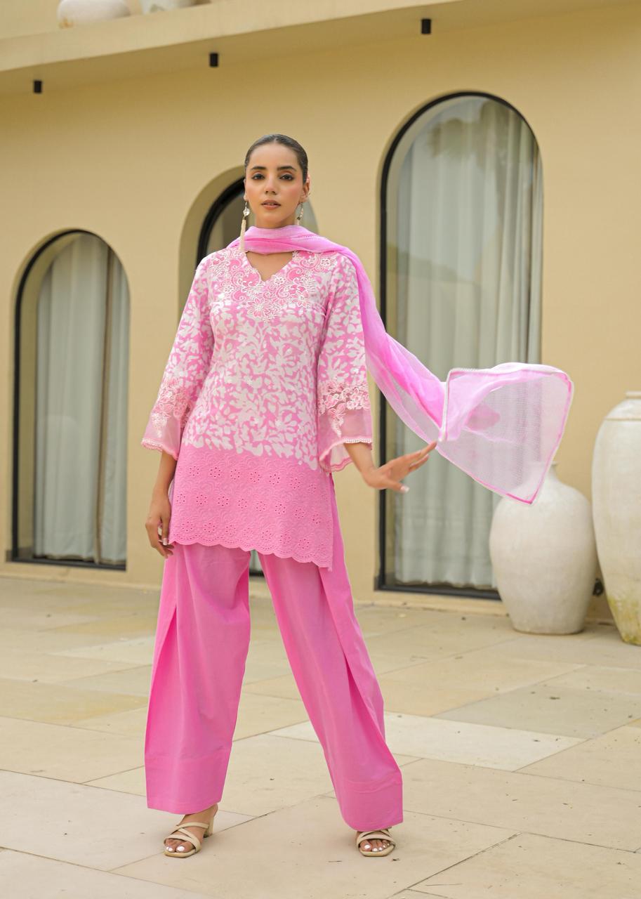 Designer cotton farshi salwar suit set in pink