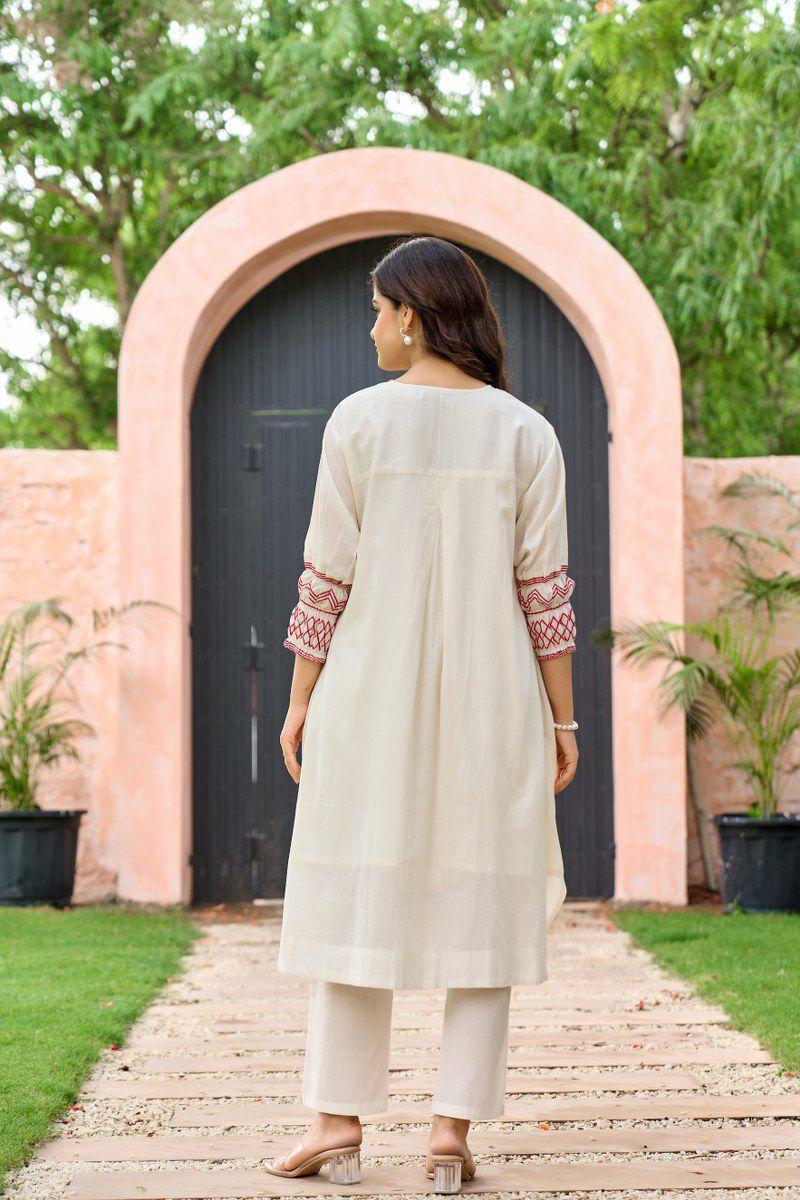 Pure Mul cotton embroidered kurta pant