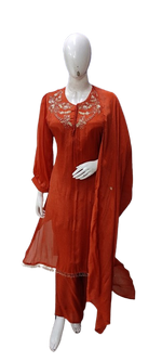 Pure chinon hand work suit set