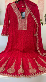 Premium embroidered cotton must have Anarkali suit set in pink