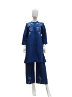 Smart pure cotton embroidered co ord set