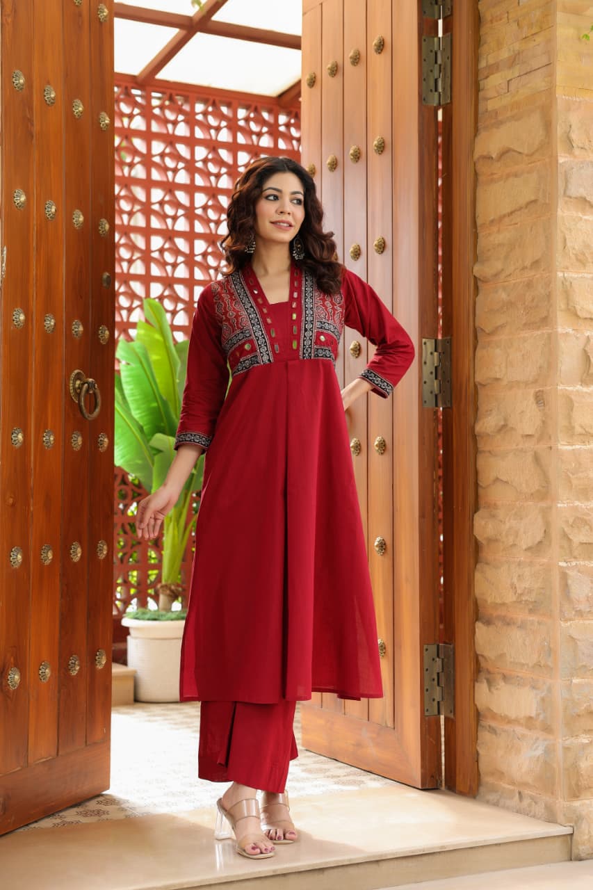 Real mirror alia cut cotton kurta pant