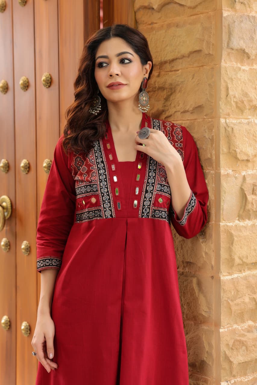 Real mirror alia cut cotton kurta pant