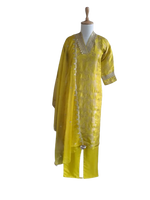 Banarasi silk V neck suit set
