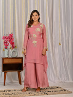 Super pretty organza full handwork co ord set in peach