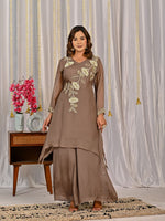 Super pretty organza full handwork co ord set in tan