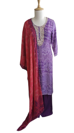 Pure Mul Silk gotta detailing suit in contrast dupatta