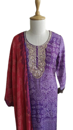 Pure Mul Silk gotta detailing suit in contrast dupatta