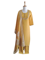 Yellow shimmer tissue hand work suit set
