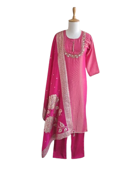Pink shimmer tissue hand work suit set