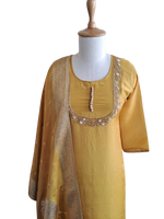 Yellow shimmer tissue hand work suit set