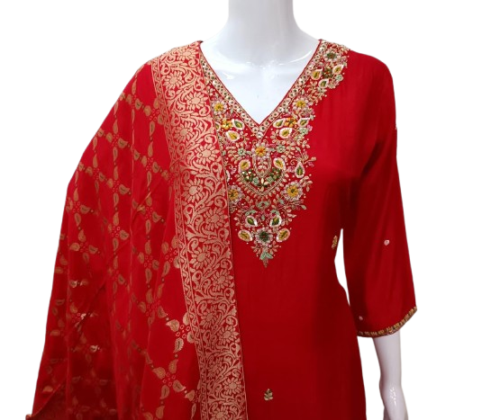 Dola silk hand work Banarasi dupatta
