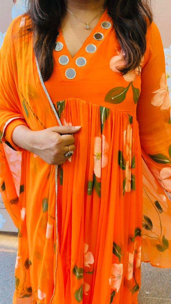 Restocked !! Gorgeous pure shiffon real mirror suit set !! Dispatch in 4-5 Days