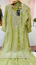 Pure chinon complete hand work suit set in green