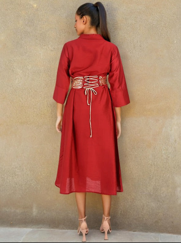 Restocked !! Wow mul silk designer one piece dress in Red !!