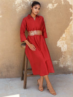 Restocked !! Wow mul silk designer one piece dress in Red !!