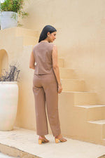 Designer cotton co ord in brown