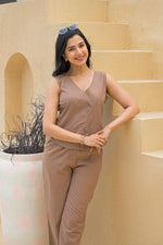 Designer cotton co ord in brown