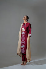 Pretty soft muslin embroidered suit set in red