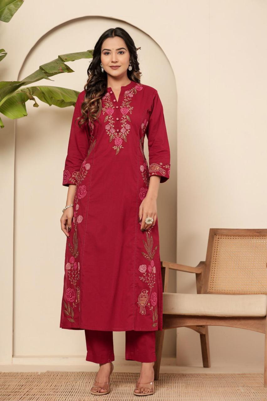 Red jamdani pure cotton suit set
