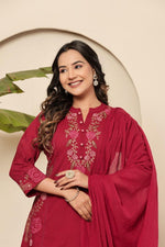Red jamdani pure cotton suit set