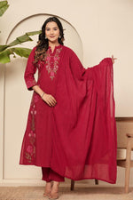 Red jamdani pure cotton suit set