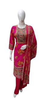 Pure crepe lining full suit set in pink