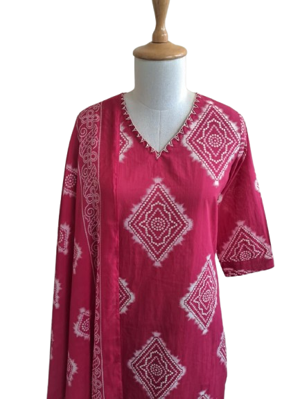 Pure cotton bandhani full suit