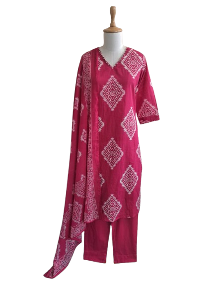 Pure cotton bandhani full suit