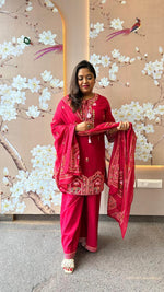 Pire cotton with heavy embroidery n palazzo pant in pink