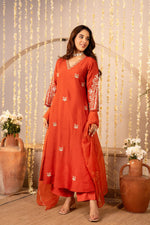 Dola silk intricate work suit set