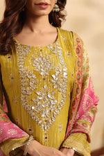 Crushed shimmer gotta work suit set in yellow