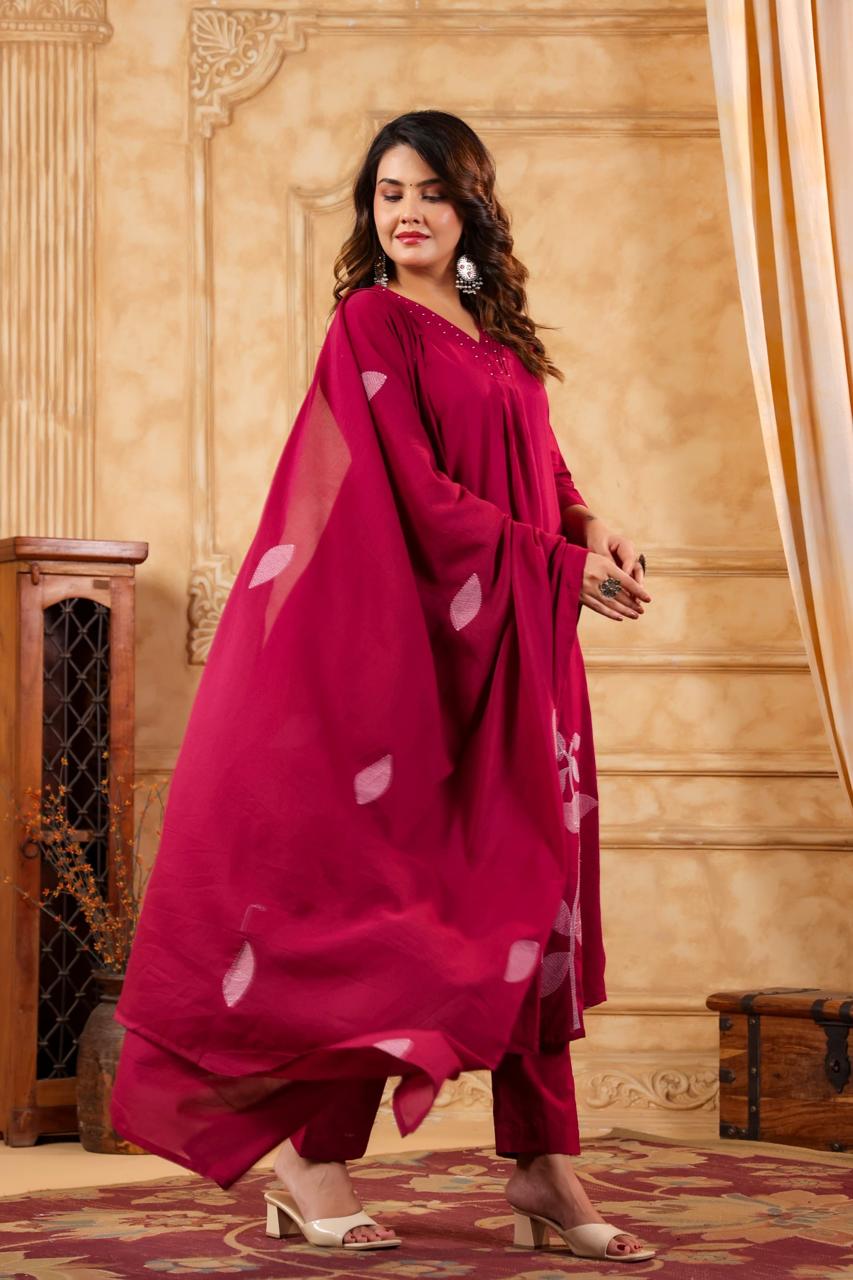 Pure cotton embroidered suit set