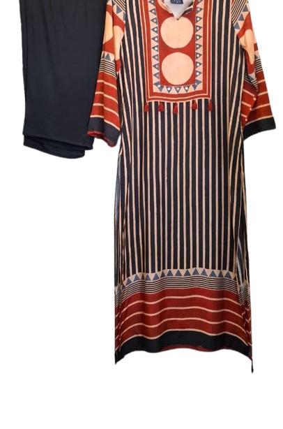 Pretty Ajrakh Mul silk kurta pant in red