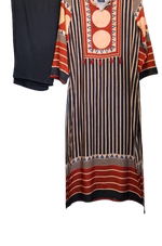 Pretty Ajrakh Mul silk kurta pant in red