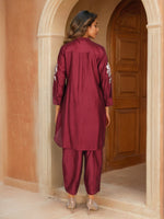 Pretty plum Zari embroidered co ord