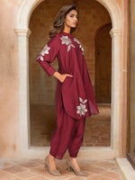 Pretty plum Zari embroidered co ord