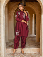 Pretty plum Zari embroidered co ord