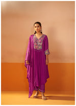 Pretty chinon embroidery suit set