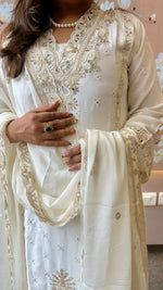 Cut work appliqué premium chinon suit set