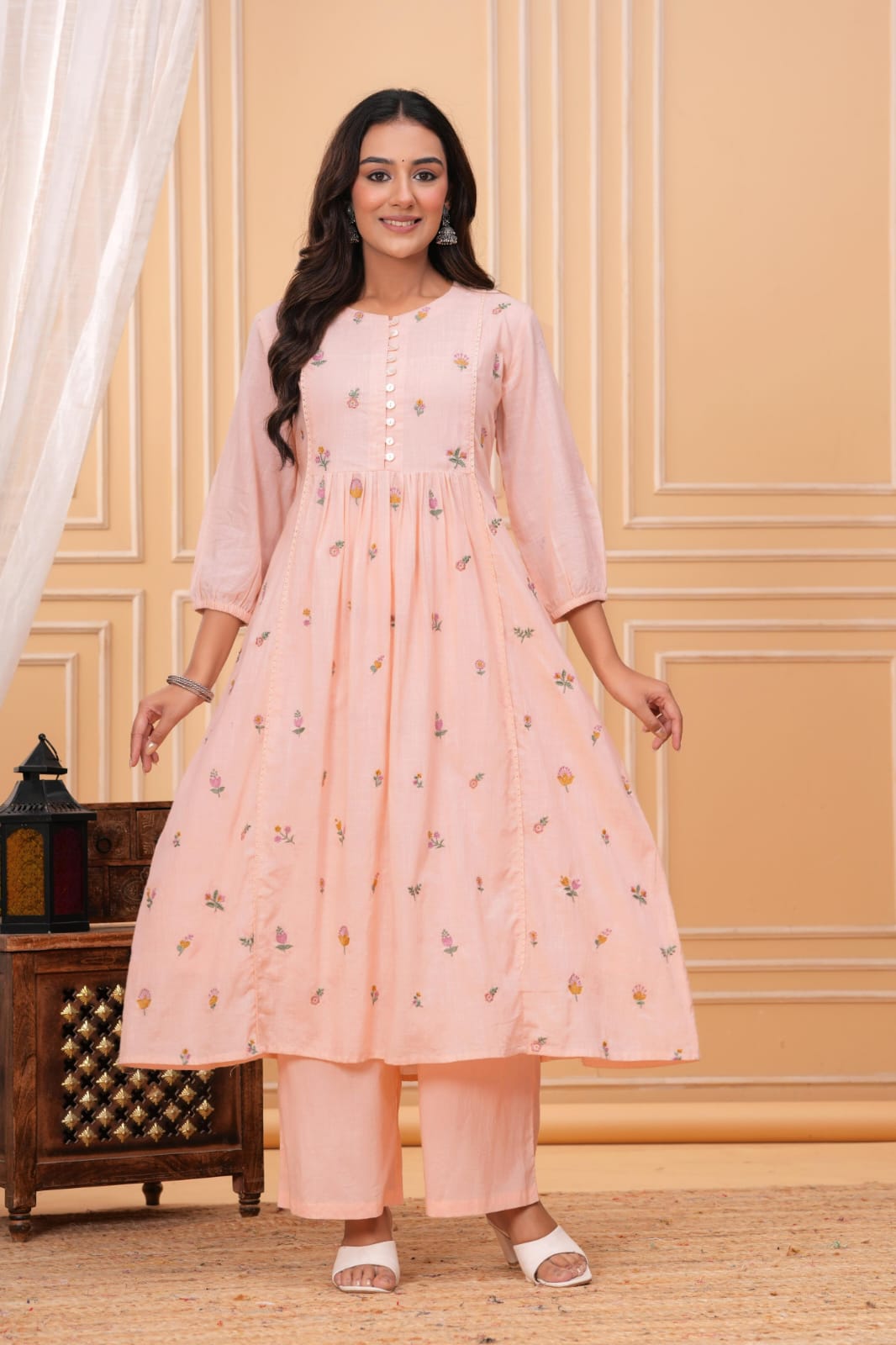 Premium cotton embroidered pocket kurta pant