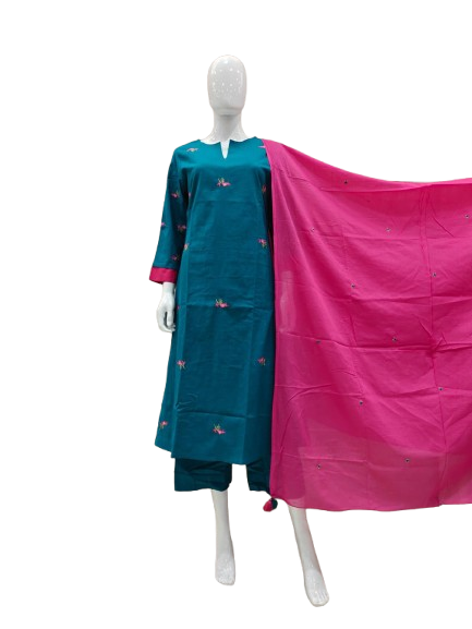 Pretty cotton embroidered suit set