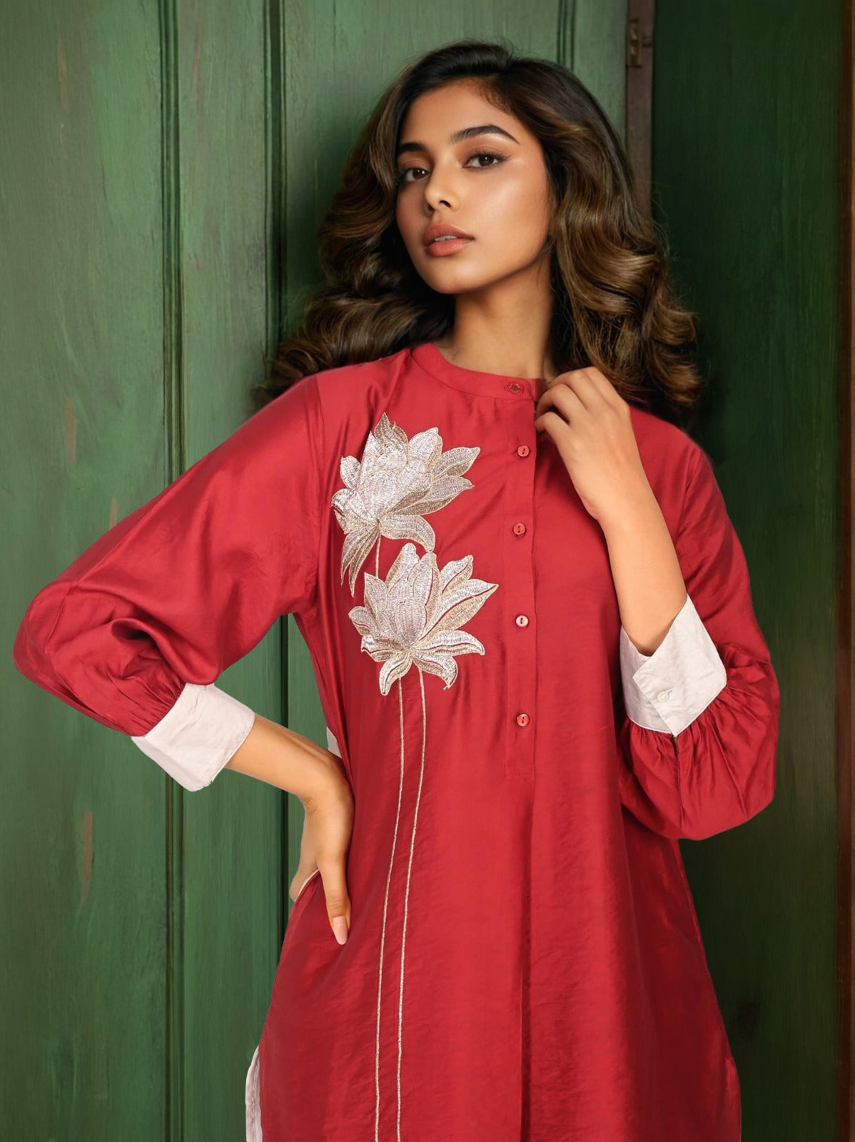 Appliqué work Zari detailing Co ord set