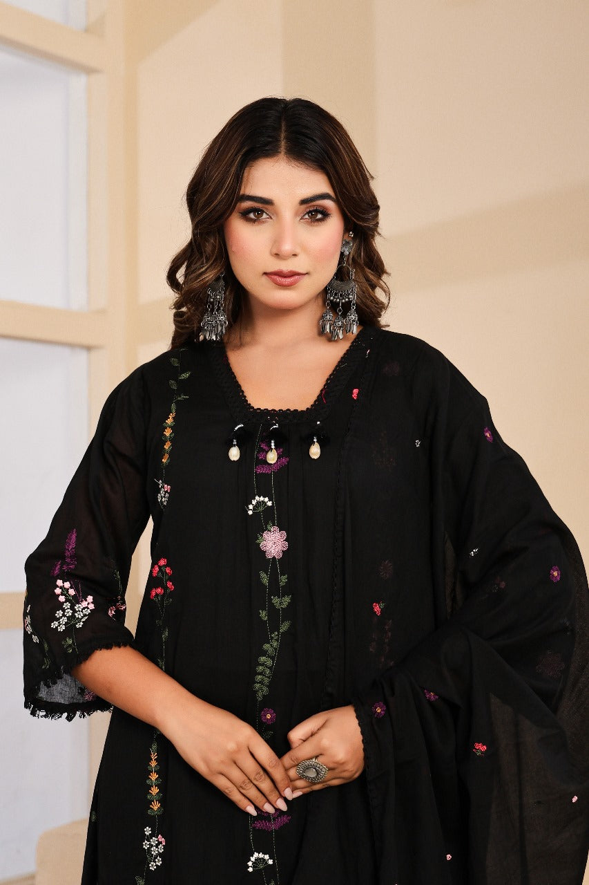 Restocked !! Pure Mul cotton embroidered suit set !!