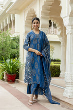 Pretty cotton palazzo suit in blue