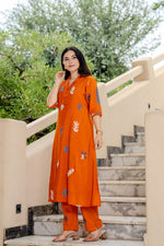 Appliqué work Mul Chanderi kurta pant