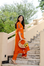 Appliqué work Mul Chanderi kurta pant