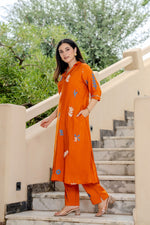 Appliqué work Mul Chanderi kurta pant