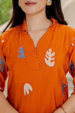 Appliqué work Mul Chanderi kurta pant