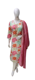 Pure soft Mul silk Zari detailing full suit set